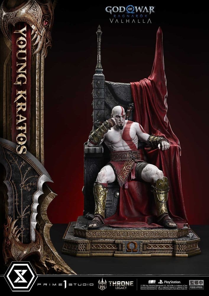 Throne Legacy God of War Series Statue 1/3 Ragnarok Young Thyself Kratos 91 cm