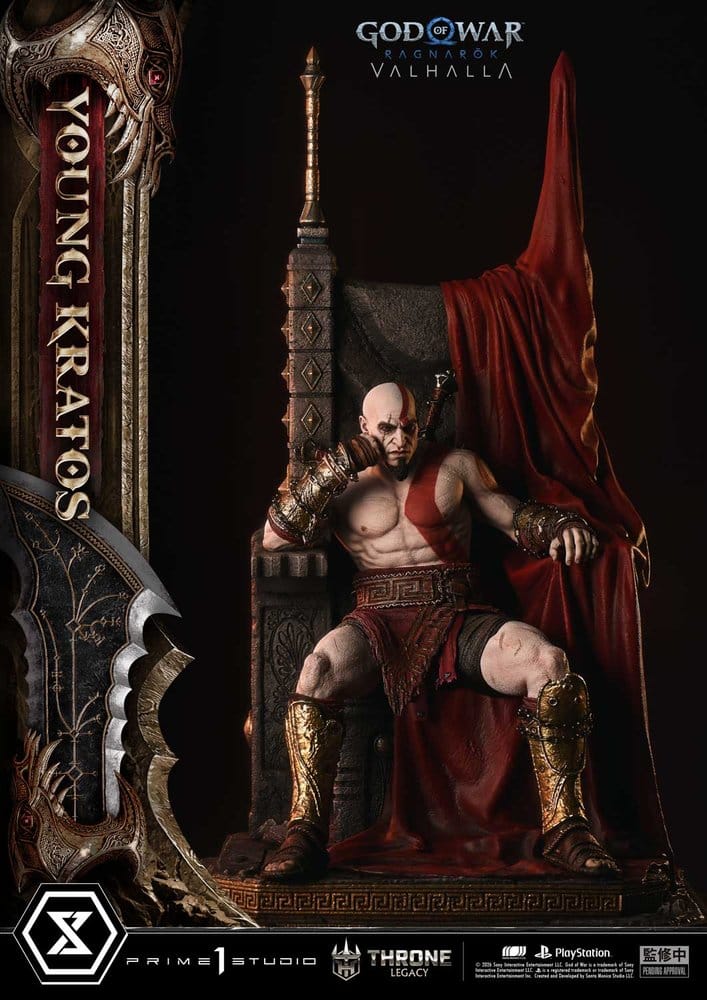 Throne Legacy God of War Series Statue 1/3 Ragnarok Young Thyself Kratos 91 cm
