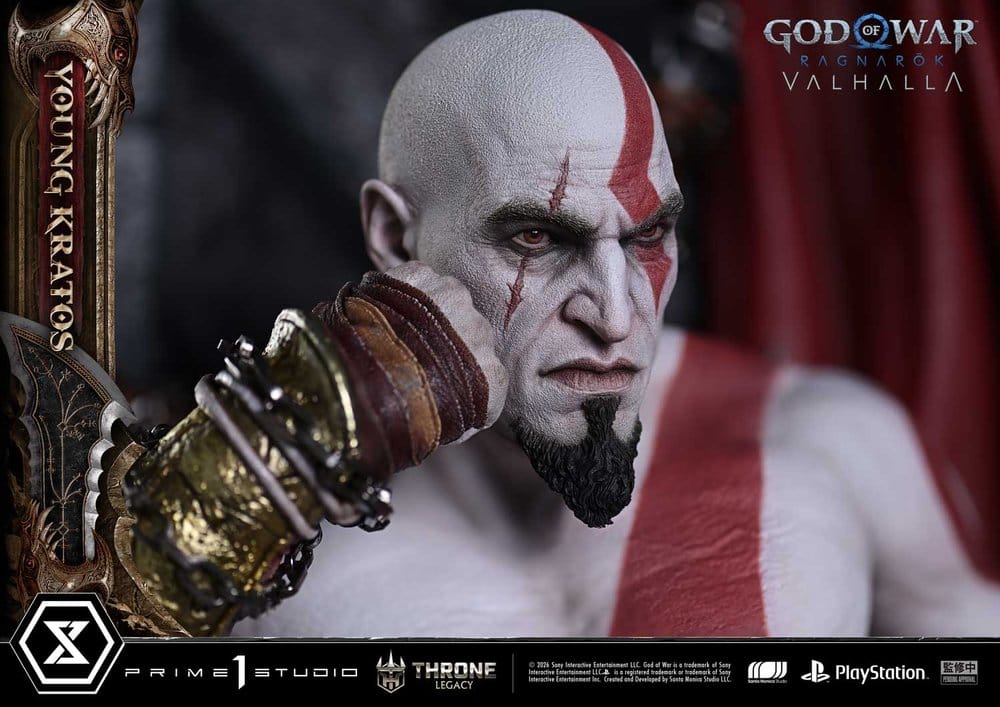 Throne Legacy God of War Series Statue 1/3 Ragnarok Young Thyself Kratos 91 cm