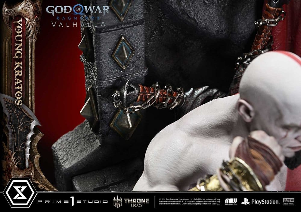 Throne Legacy God of War Series Statue 1/3 Ragnarok Young Thyself Kratos 91 cm