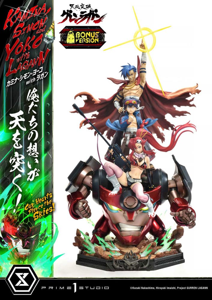 Gurren Lagann Ultimate Premium Masterline Series Statue 1/4 Kamina, Simon &amp; Yoko with Lagann Deluxe Bonus Version 97 cm