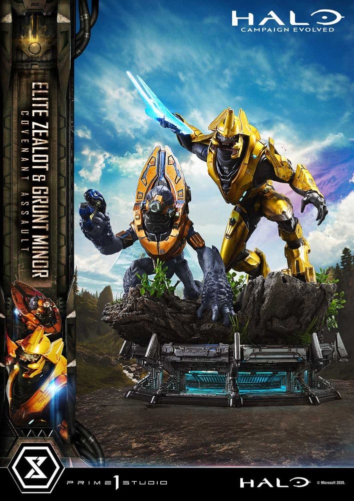 Halo: Campaign Evolved Ultimate Premium Masterline Series Statue 1/4 Elite Zealot & Grunt Minor: Covenant Assault 81 cm