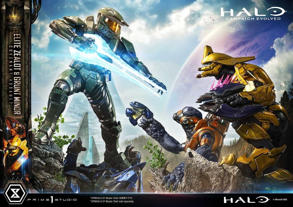 Halo: Campaign Evolved Ultimate Premium Masterline Series Statue 1/4 Elite Zealot & Grunt Minor: Covenant Assault 81 cm