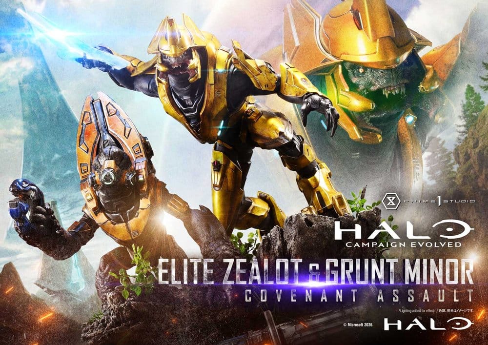 Halo: Campaign Evolved Ultimate Premium Masterline Series Statue 1/4 Elite Zealot & Grunt Minor: Covenant Assault Bonus Version 81 cm