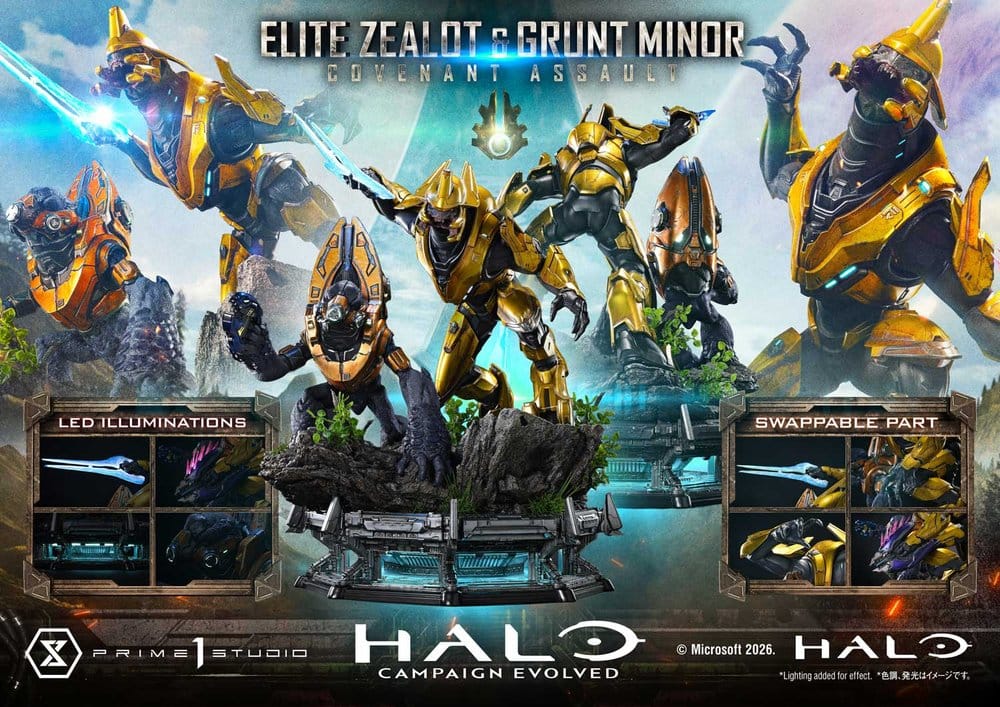 Halo: Campaign Evolved Ultimate Premium Masterline Series Statue 1/4 Elite Zealot & Grunt Minor: Covenant Assault Bonus Version 81 cm