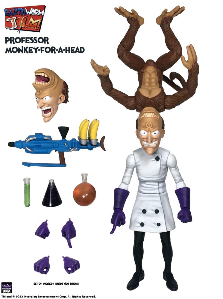 Earthworm Jim Action Figure Wave 1: Professor Monkey-For-A-Head 28 cm