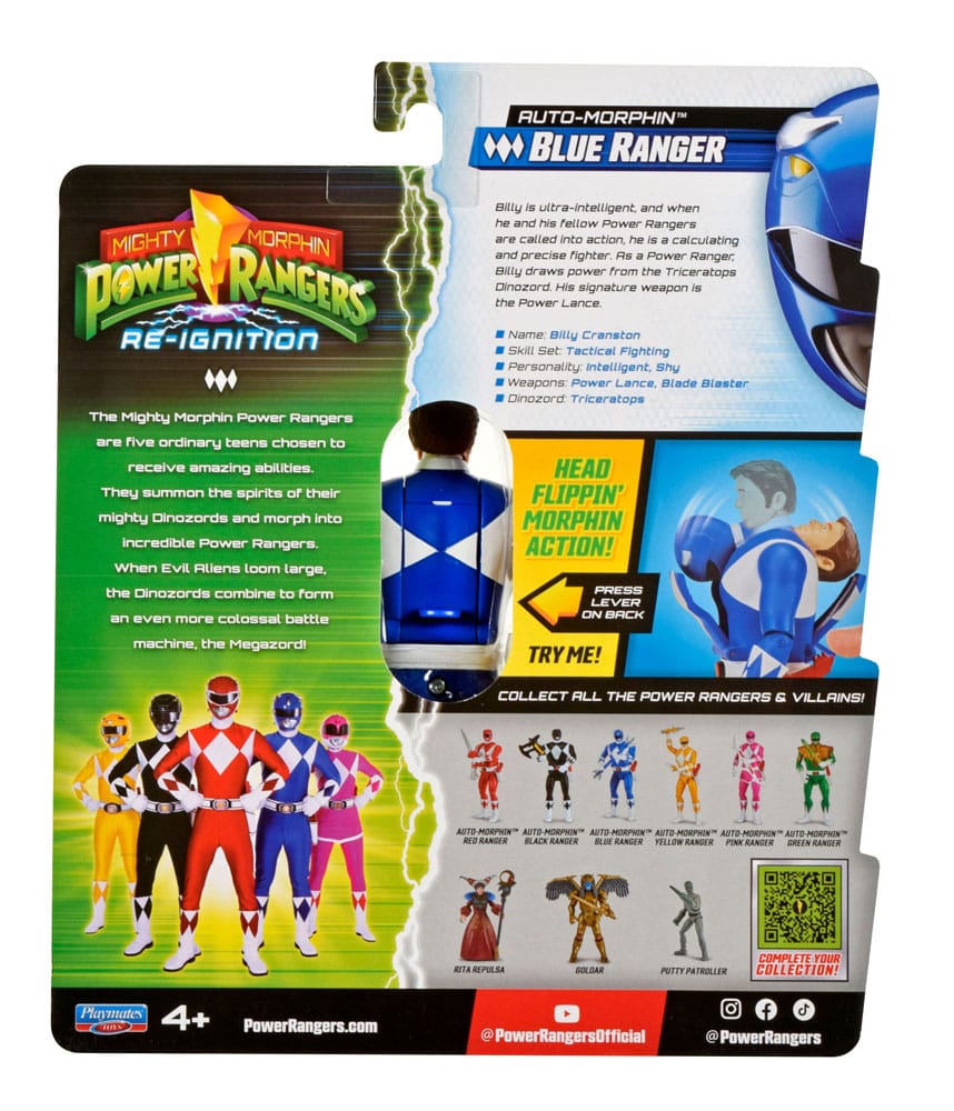 Mighty Morphin Blue Ranger Power Rangers Action Figure Auto-Morphin 12 cm