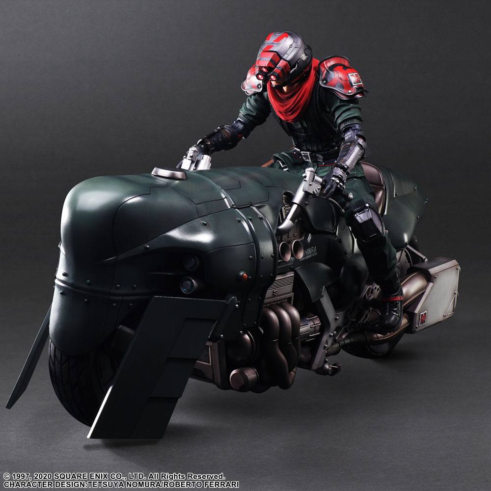 Final Fantasy VII Remake Play Arts Kai Action Figure & Vehicle Shinra Elite Security Officer & Bike