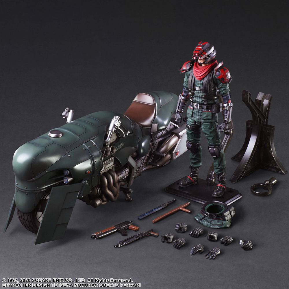 Final Fantasy VII Remake Play Arts Kai Action Figure & Vehicle Shinra Elite Security Officer & Bike