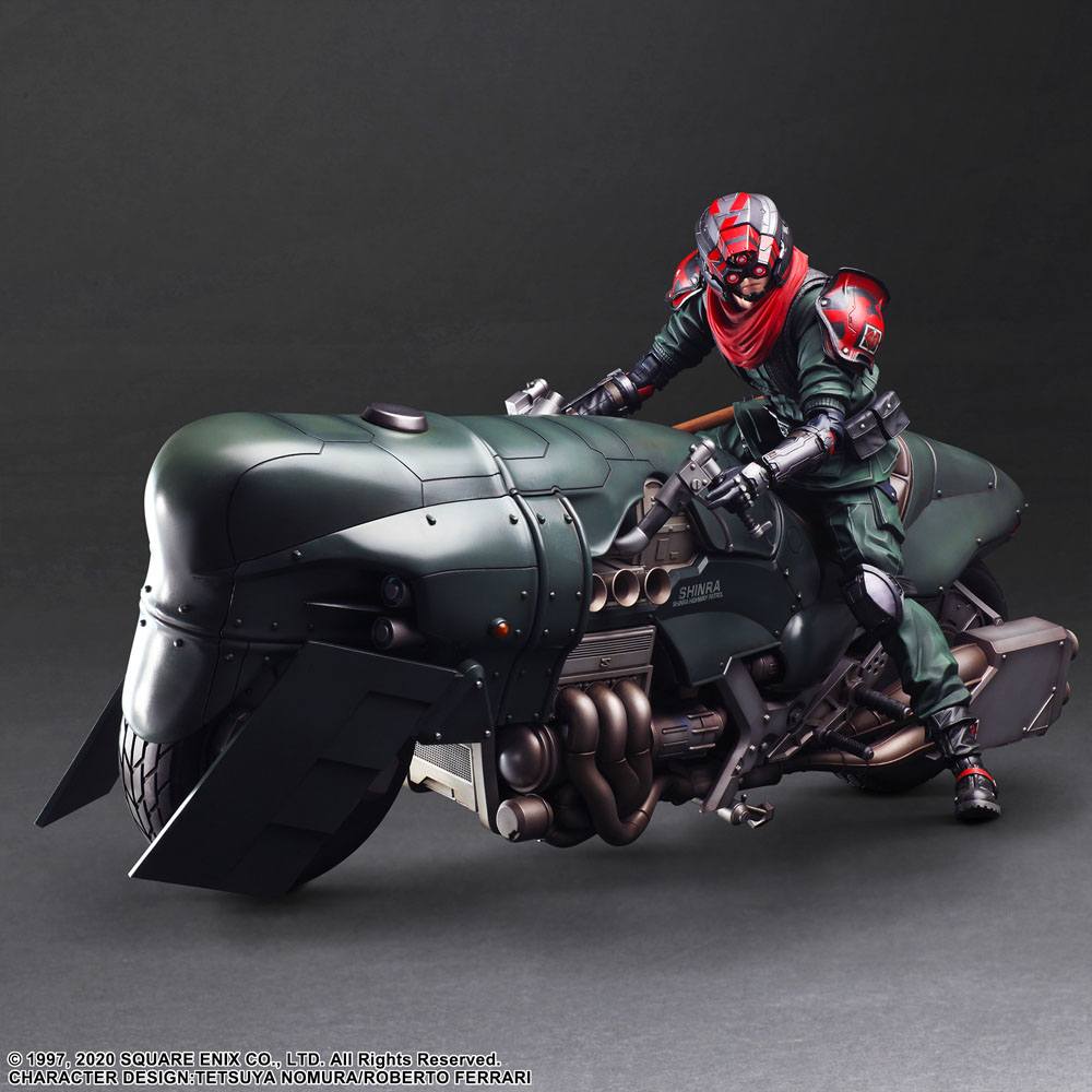 Final Fantasy VII Remake Play Arts Kai Action Figure & Vehicle Shinra Elite Security Officer & Bike