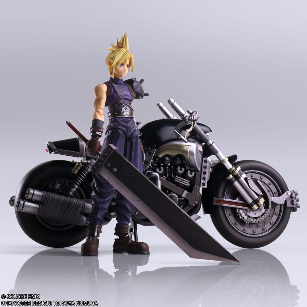 Final Fantasy VII Bring Arts Action Figure and vehicle Cloud Strife &amp; Hardy-Daytona 15 cm