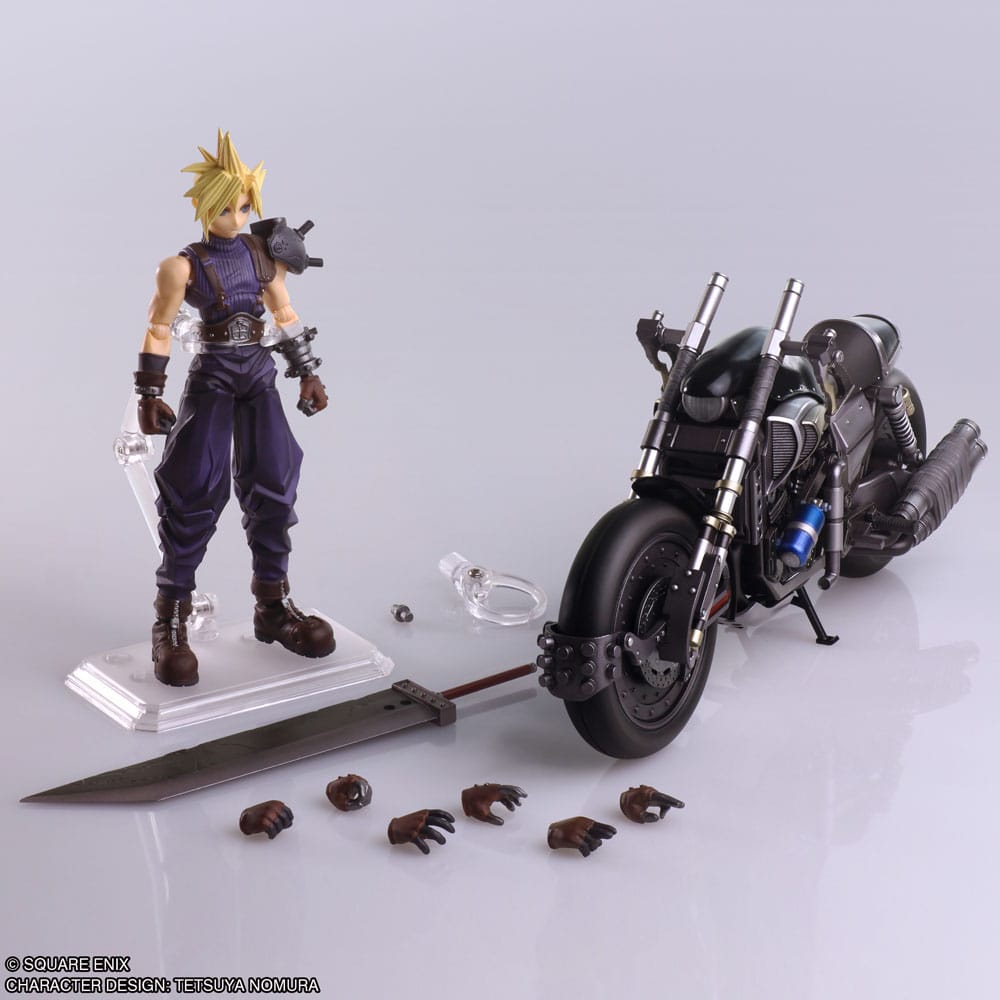 Final Fantasy VII Bring Arts Action Figure and vehicle Cloud Strife &amp; Hardy-Daytona 15 cm