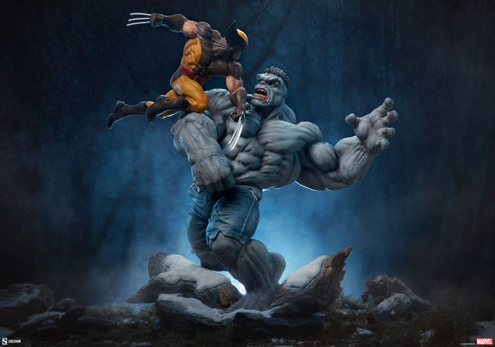 Marvel Statue Grey Hulk vs Wolverine 58 cm