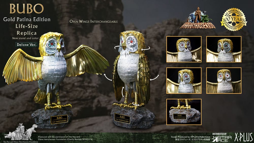 Clash of the Titans Statue Ray Harryhausens Bubo Gold Patina Edition Deluxe Ver. 34 cm