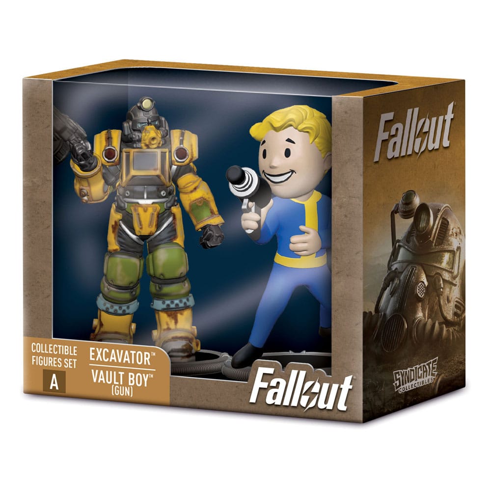 Fallout Mini Figures 2-Pack Set A Excavator &amp; Vault Boy (Gun) 7 cm