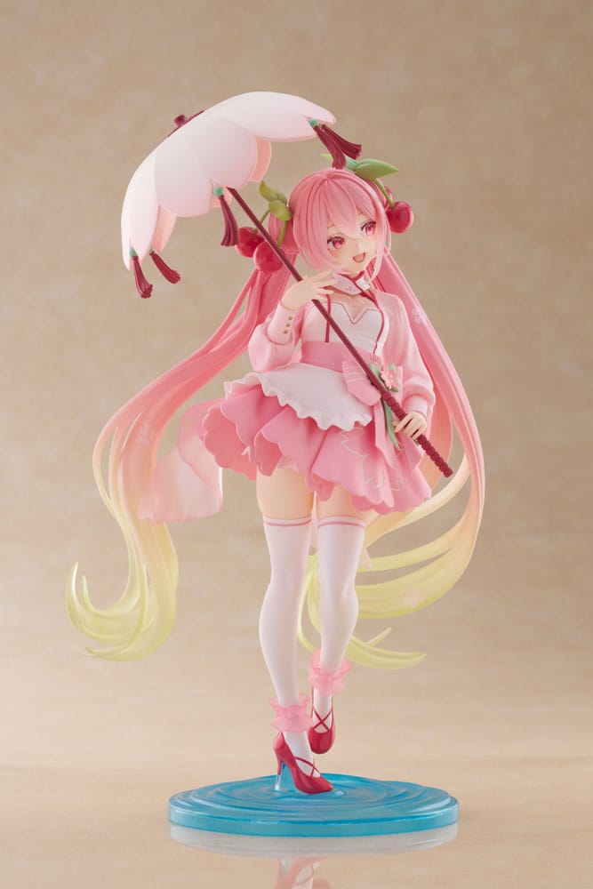 Hatsune Miku AMP PVC Statue Newley Written Sakura Miku Sakura Dress Ver. 21 cm