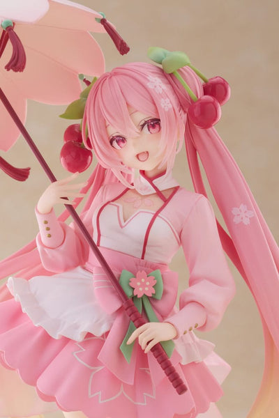 Hatsune Miku AMP PVC Statue Newley Written Sakura Miku Sakura Dress Ver. 21 cm - Damaged packaging