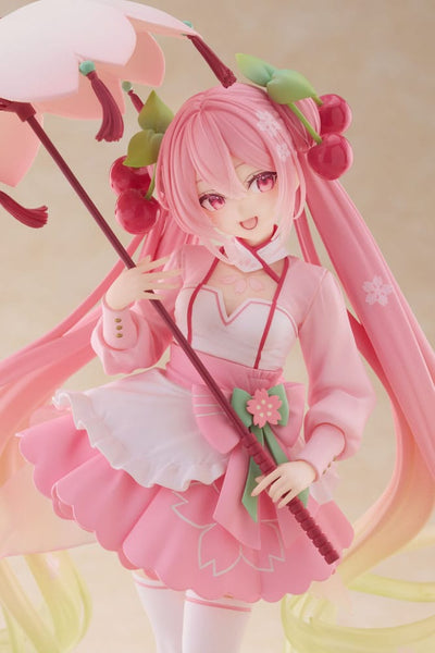 Hatsune Miku AMP PVC Statue Newley Written Sakura Miku Sakura Dress Ver. 21 cm - Damaged packaging