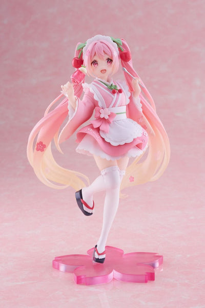 Hatsune Miku PVC Statue Newley Written Sakura Miku Japanese Cafe Ver. Reissue 18 cm