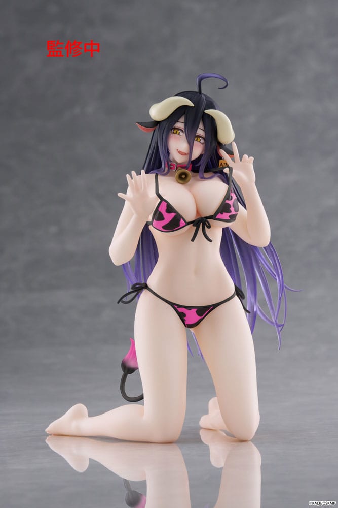 Overlord PVC Statue Desktop Cute Figure Albedo Cow-Print Swimsuit Ver. Renewal 13 cm
