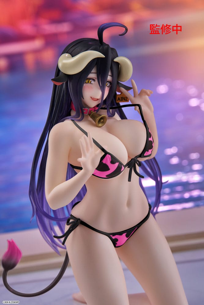 Overlord PVC Statue Desktop Cute Figure Albedo Cow-Print Swimsuit Ver. Renewal 13 cm
