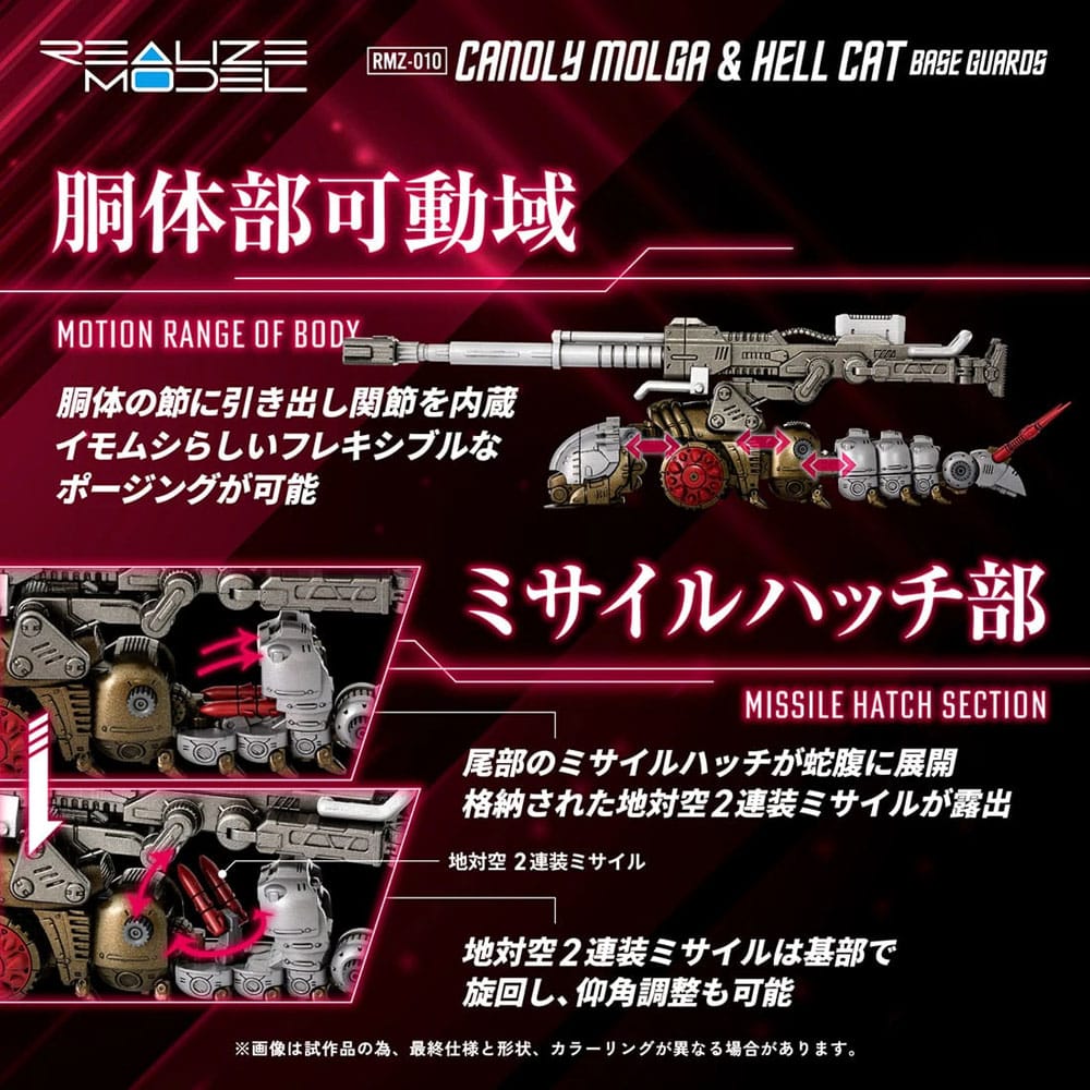 Zoids Plastic Model Kits 2-Pack 1/100 RMZ-010 Canoly Molga & Hell Cat Base Guards Sets 20 cm
