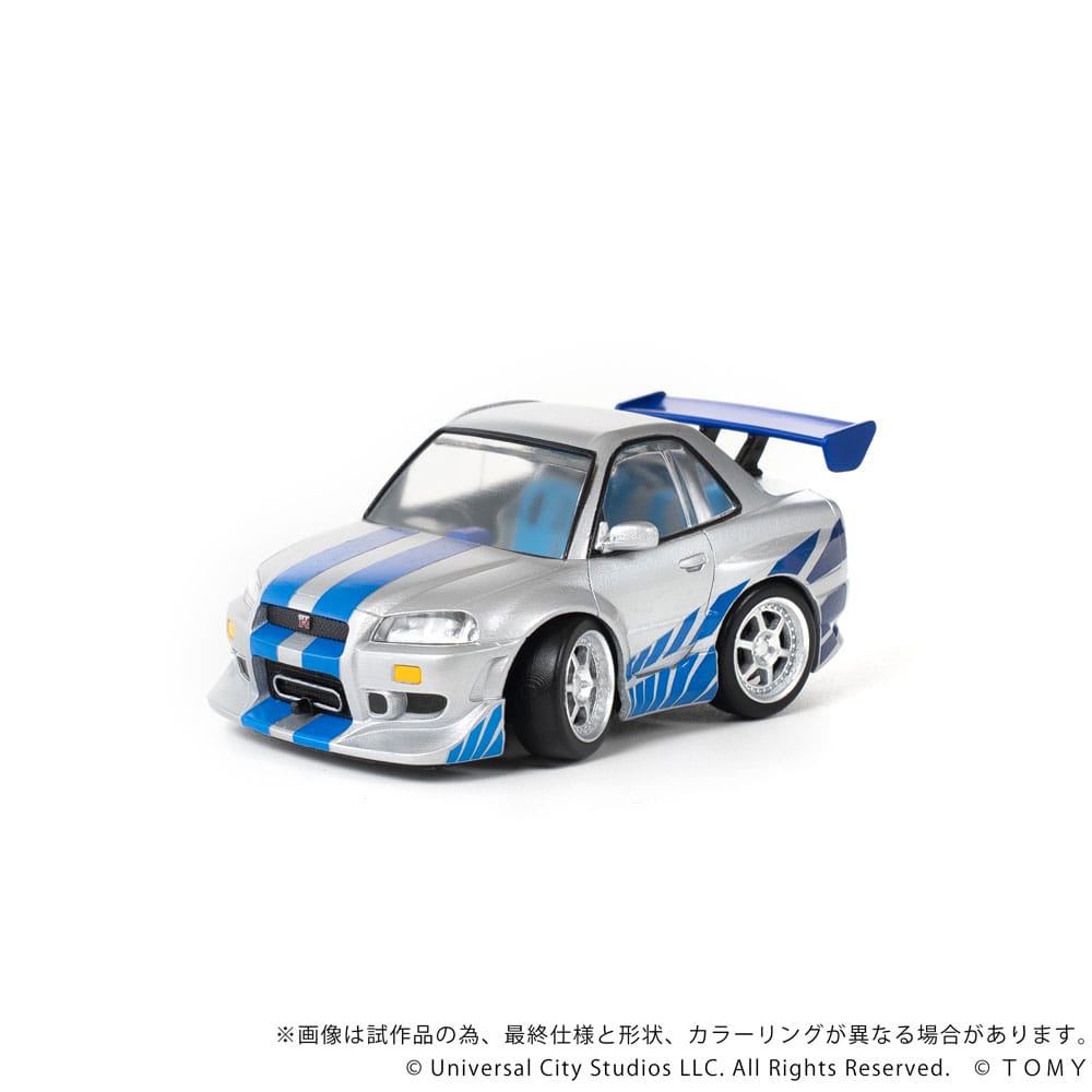 Fast &amp; Furious Q-Village Vehicle with mini-figure Nissan Skyline GT-R (R34) 9 cm