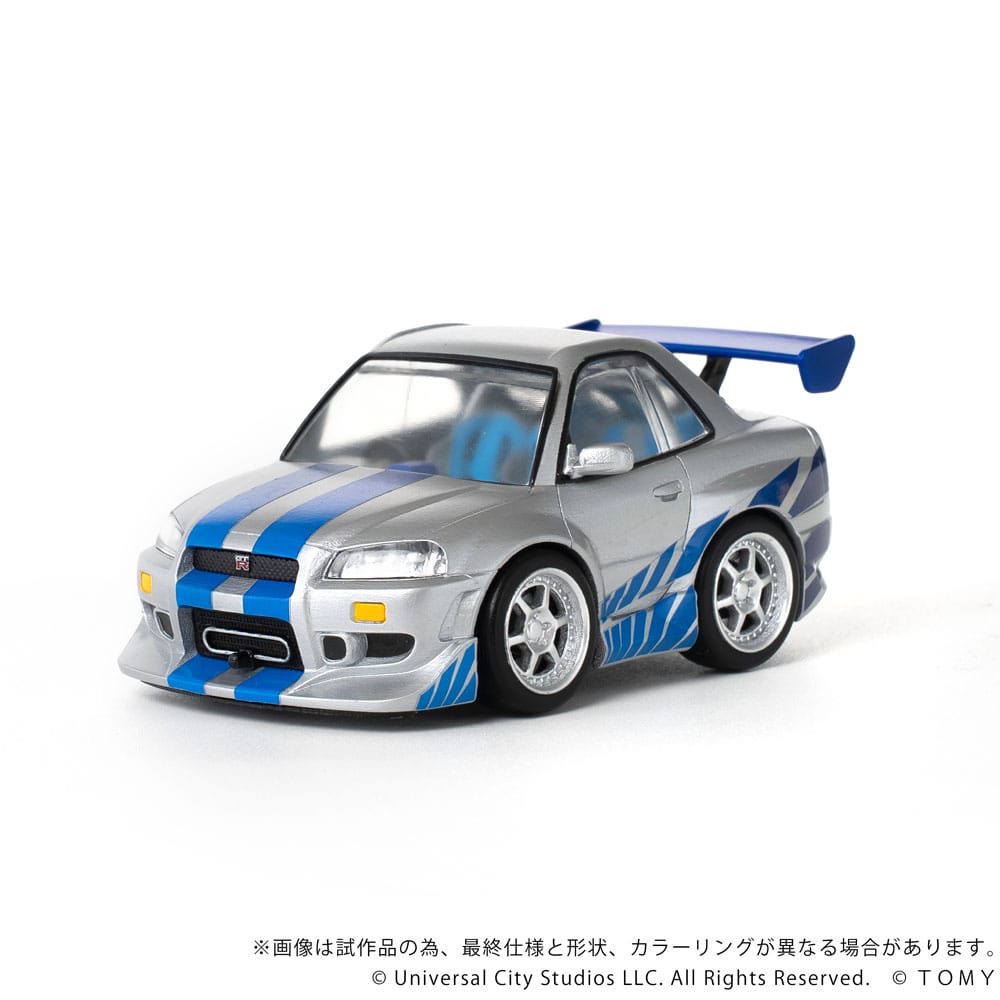 Fast &amp; Furious Q-Village Vehicle with mini-figure Nissan Skyline GT-R (R34) 9 cm