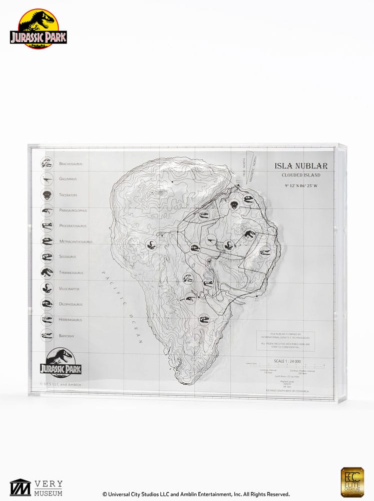 Jurassic Park Topographic Map Isla Nublar