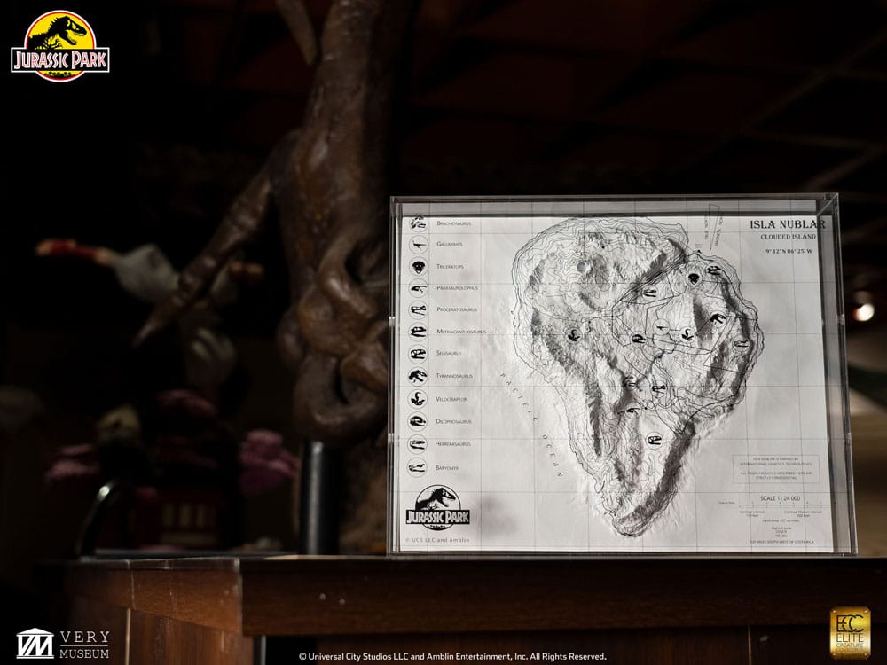 Jurassic Park Topographic Map Isla Nublar