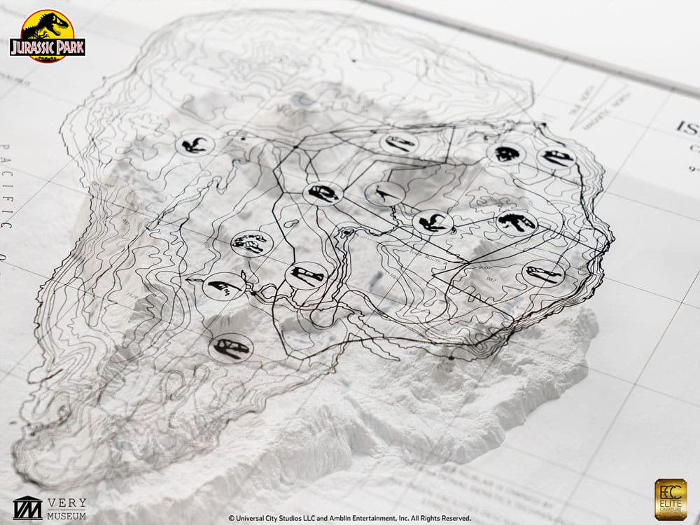 Jurassic Park Topographic Map Isla Nublar