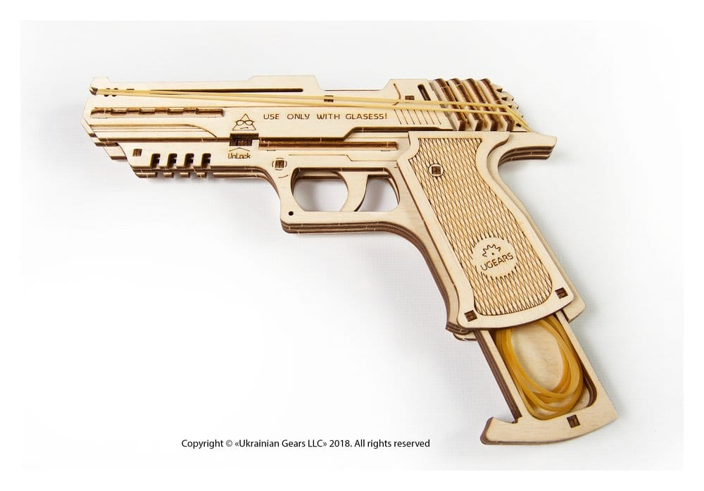 Ugears 3D Wooden Puzzle Wolf-01 Handgun