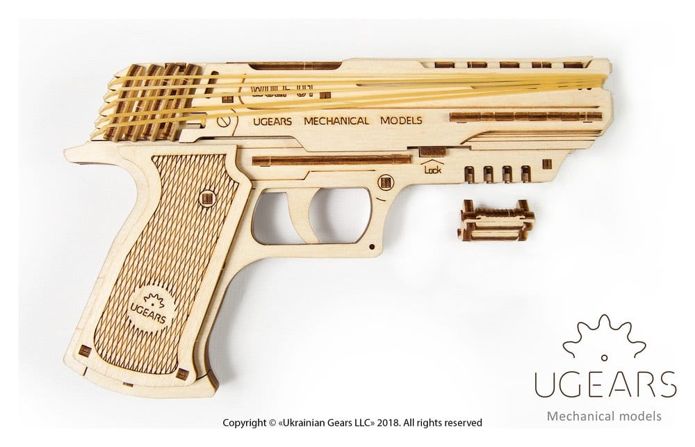 Ugears 3D Wooden Puzzle Wolf-01 Handgun