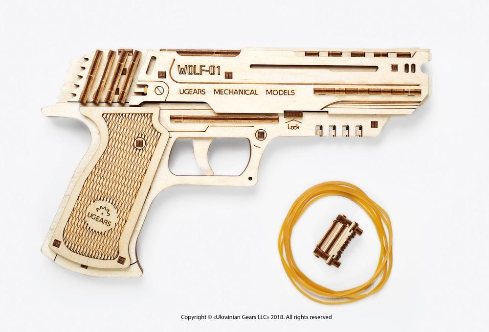 Ugears 3D Wooden Puzzle Wolf-01 Handgun