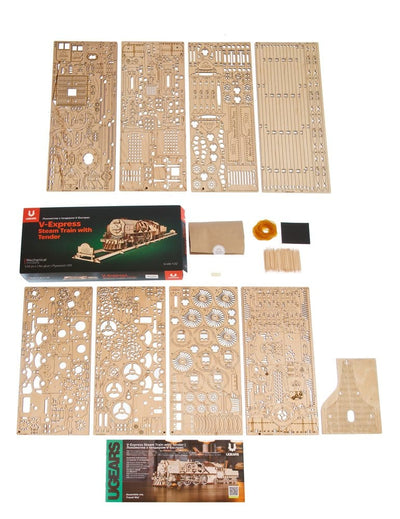 Ugears 3D Wooden Puzzle V-Express Steam Train with Tender