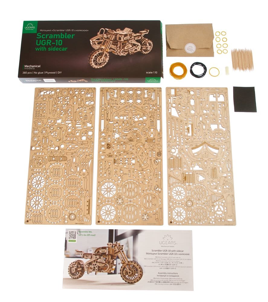 Ugears 3D Wooden Puzzle Scrambler UGR-10 with sidecar