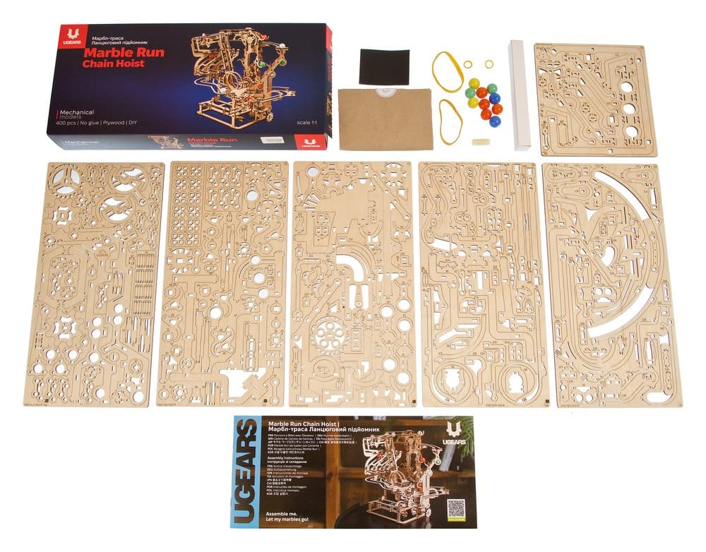 Ugears 3D Wooden Puzzle Marble Run Chain Hoist