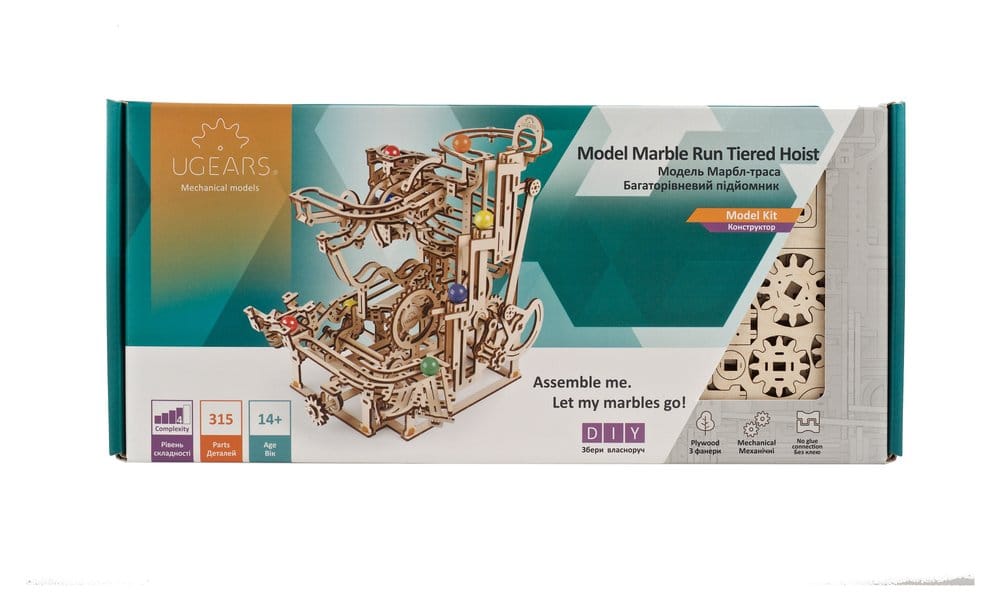 Ugears 3D Wooden Puzzle Marble Run Tiered Hoist