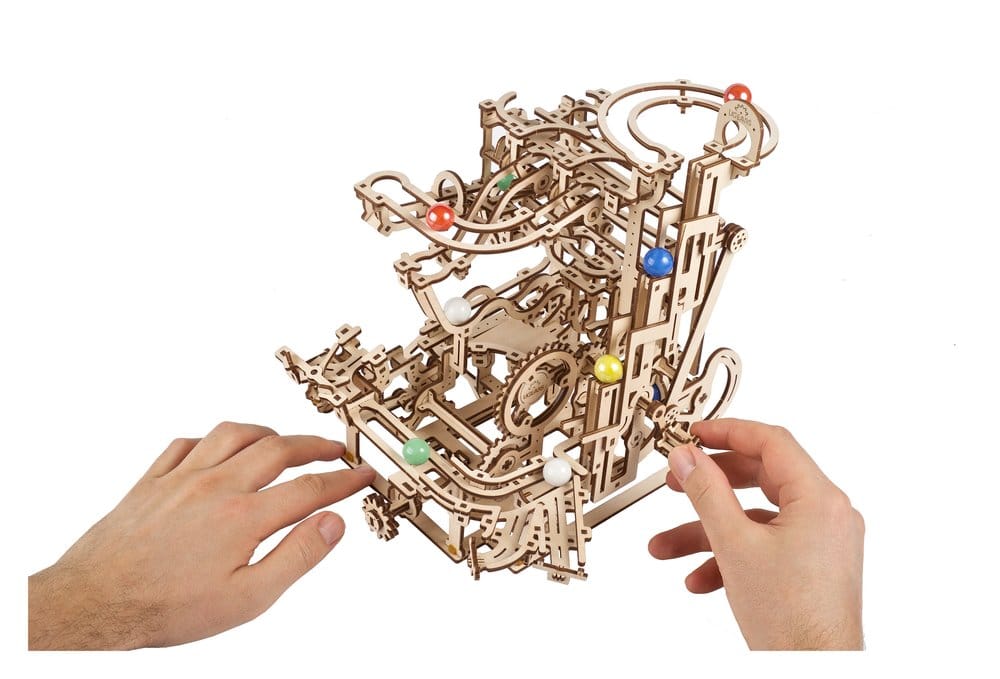 Ugears 3D Wooden Puzzle Marble Run Tiered Hoist