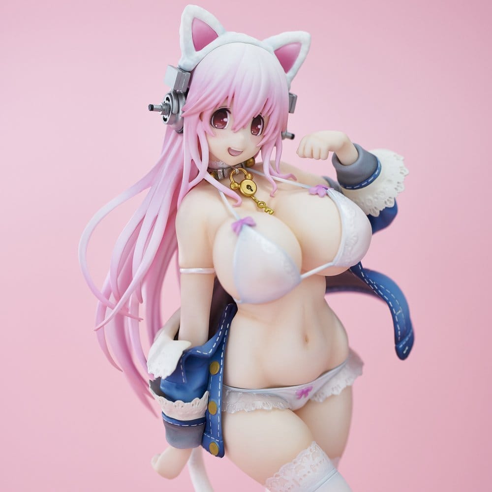 Super Sonico PVC Figure White Cat Ver. (Reissue) 27 cm